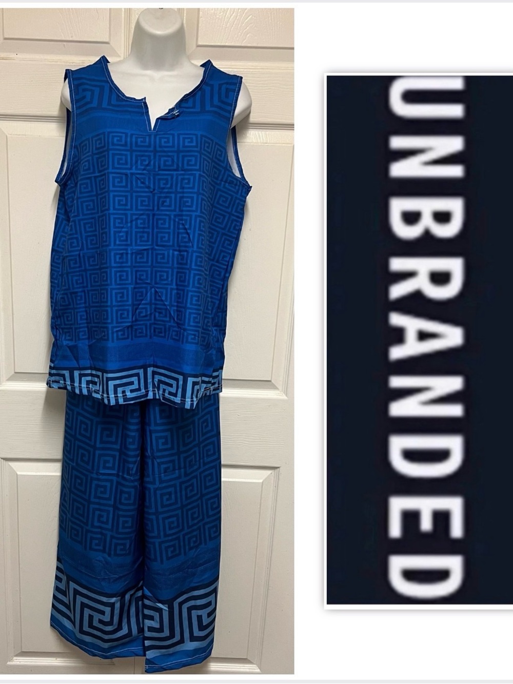UNBRANDED Royal Blue Two Piece Sleeveless Lounge Pant Set